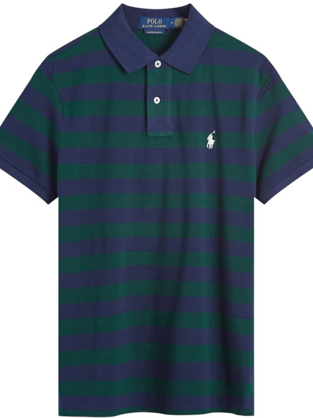 Polo by Ralph Lauren Navy and Green Striped Short-Sleeve Polo